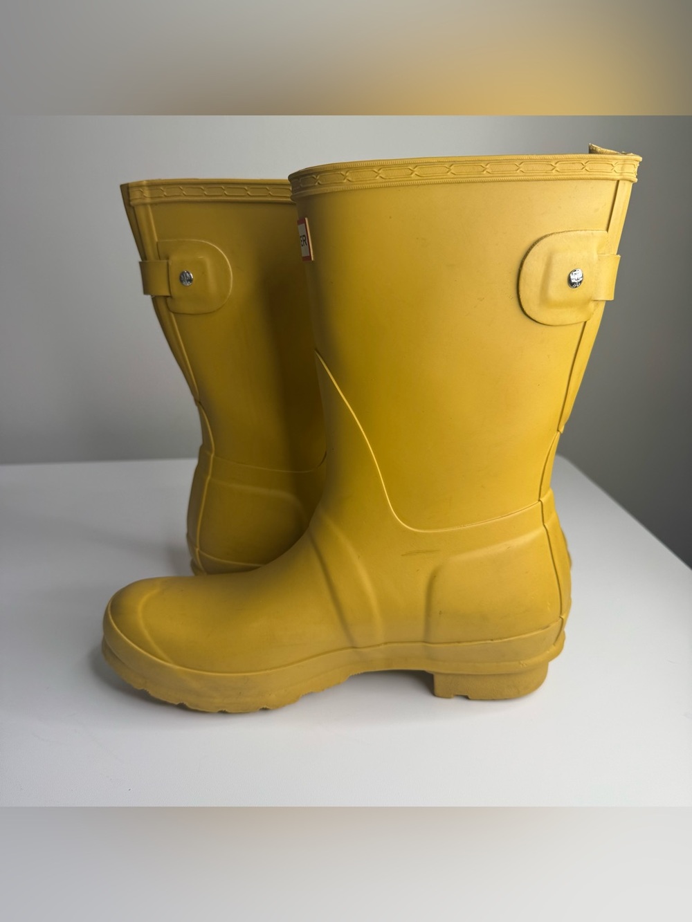 HUNTER Original Women's Short Matte Mustard Yellow Rain Boots Size 7 US - Picture 14 of 15